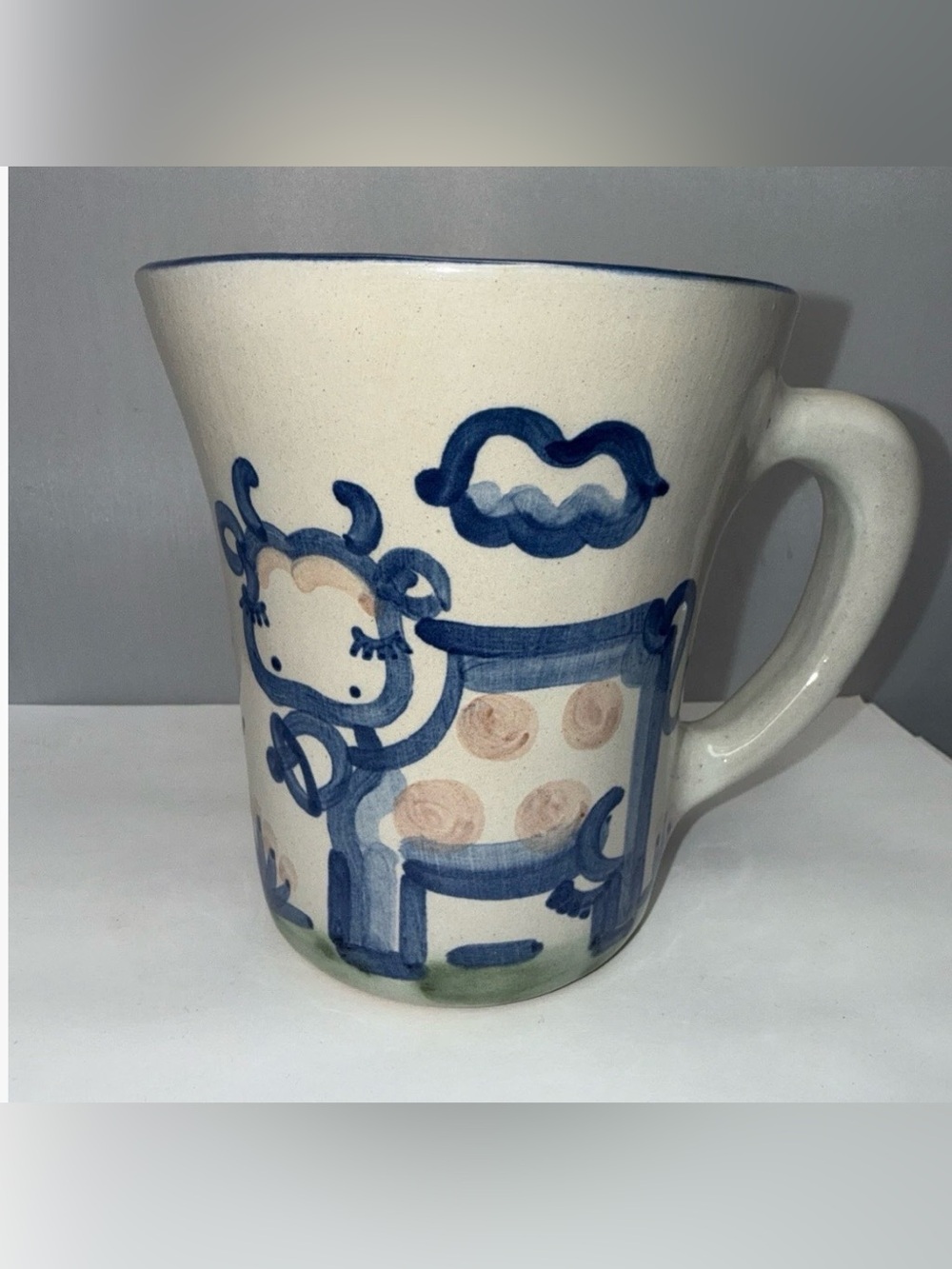 M.A. Hadley signed Tall Flared Mug COW The End - Cloud in Sky Rare Collectible